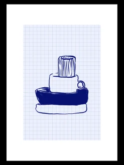 Plakat Køkkenkunst Blå A3