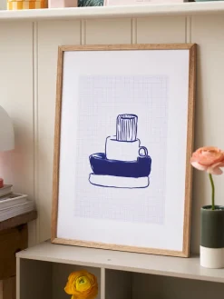 Plakat Køkkenkunst Blå A3