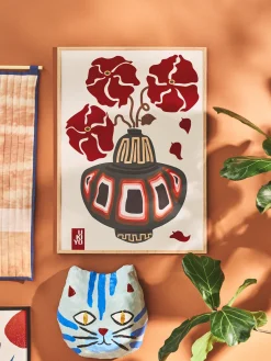 Plakat Ukiyo Vase Flower Greige 50 X 70